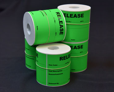 Labels on rolls printed with one colour
