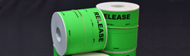 Labels on rolls printed with one colour